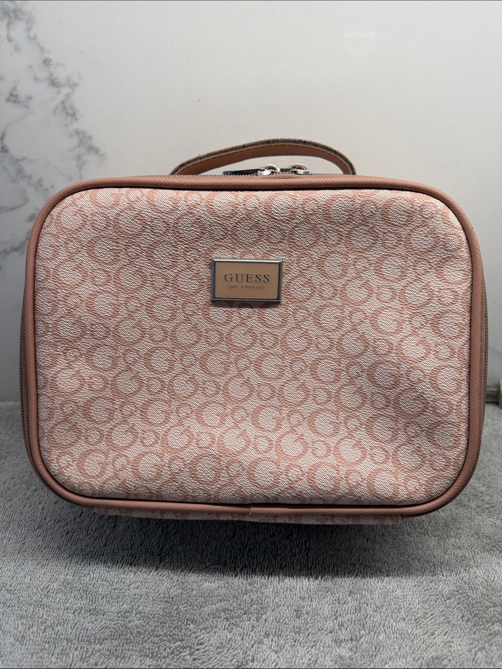 Guess Pink Monogram Travel Cosmetic Case